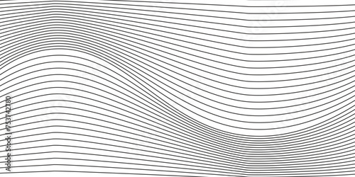 Curve wave seamless pattern. Thin line wavy abstract vector background. Curve wave seamless pattern. Line art striped graphic template.