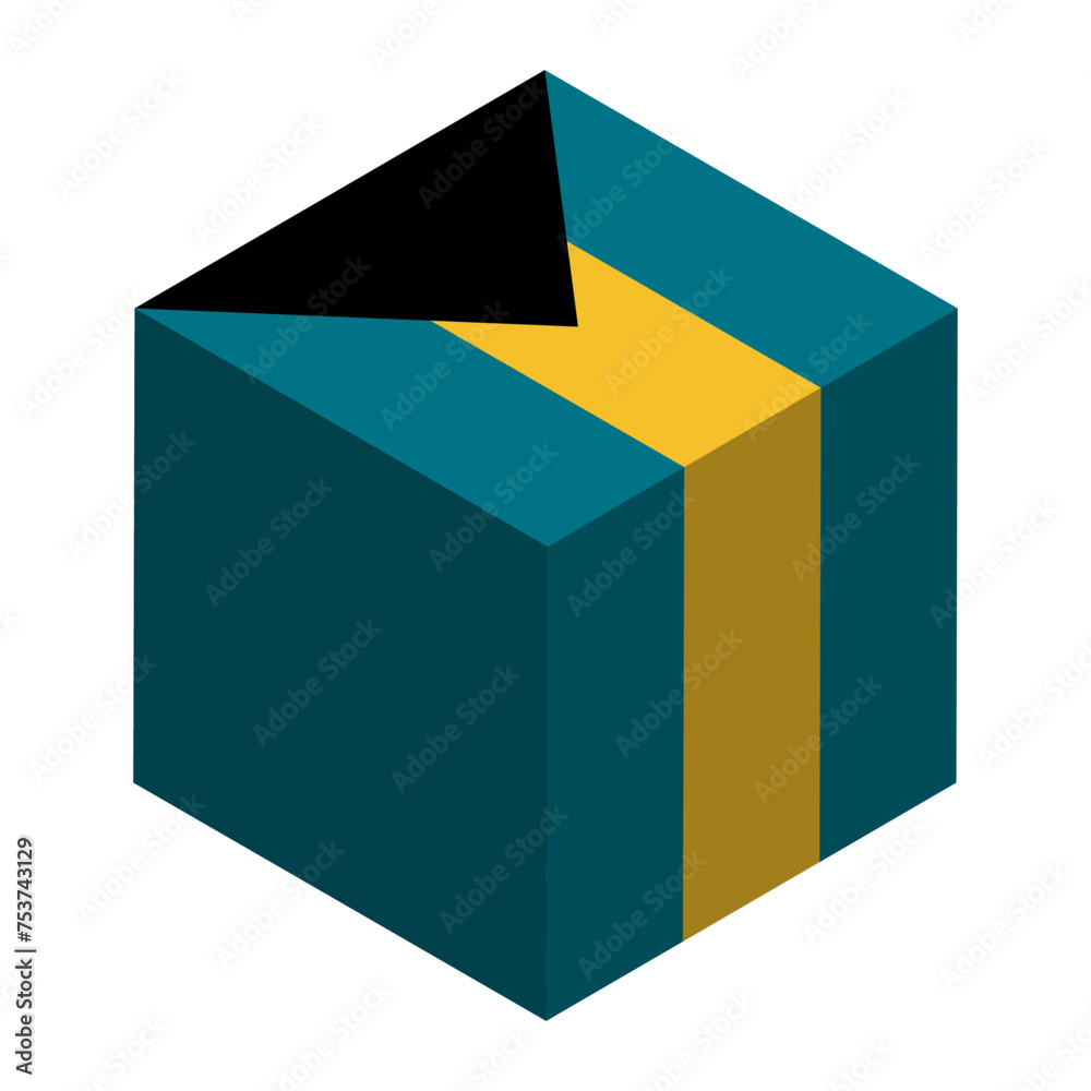 Bahamas flag - isometric 3D cube isolated on white background. Vector object. Bahamas flag - isometric 3D cube isolated on white background. Vector object.