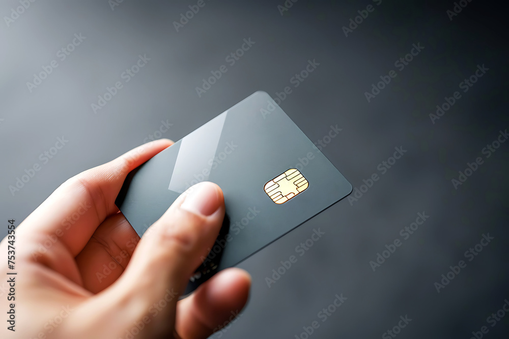 Hand Holding a Chip-Enabled Bank Card - obrazy, fototapety, plakaty 