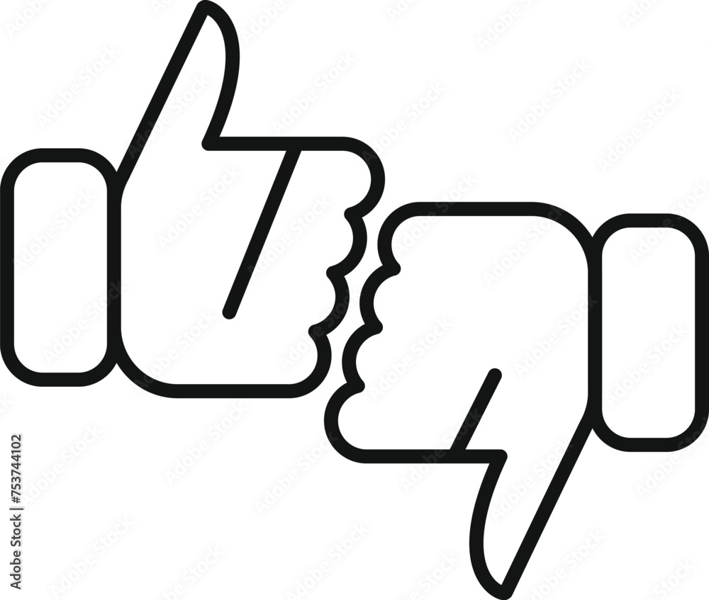 Thumb up and down icon outline vector. Reason solution. Factual plan problem Thumb up and down icon outline vector. Reason solution. Factual plan problem
