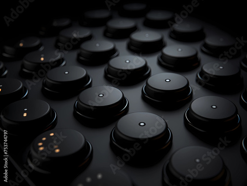 Studio lit buttons of a black device on a black background 