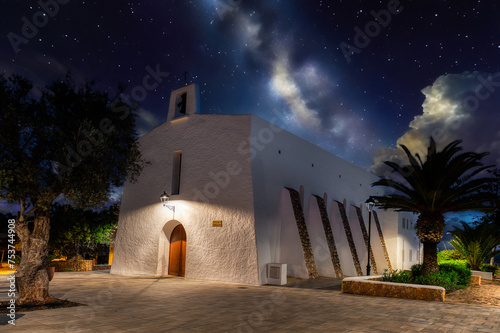 The beautiful Church of es Cubell, located near San Jose, Ibiza, Spain photo