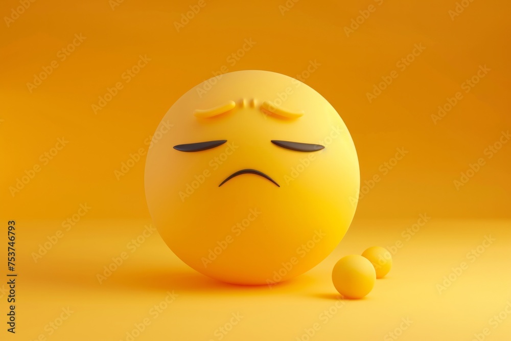 Sick or sad yellow emoji 3d style Sick or sad yellow emoji 3d style