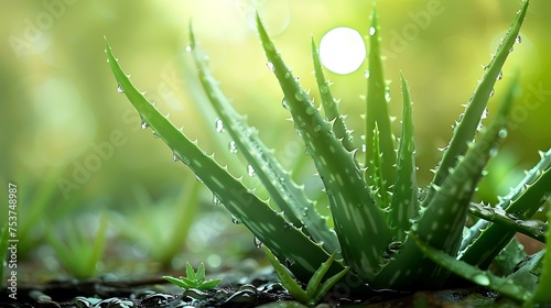 Aloe vera plant with its soothing gel oozing out