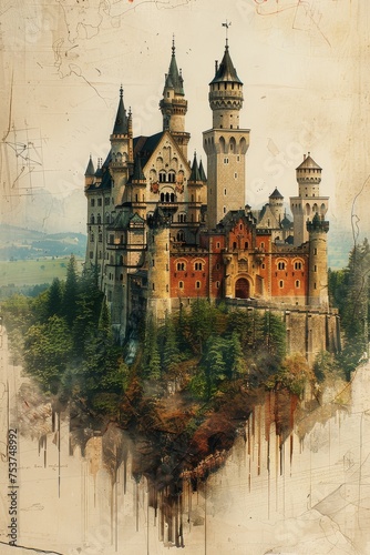 Medieval castles showcase historical figures, architectural blueprints, and cultural landmarks in hand-drawn detail.