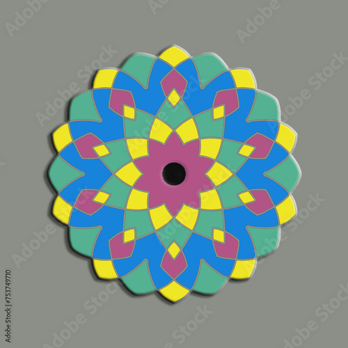 3D Colorful vintage Decorative Mandala