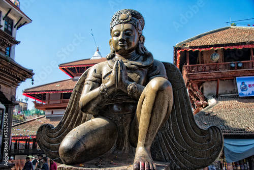 Canvastavla Garuda Statue in Praying Pose at Durbar Square, Heart of Kathmandu, Nepal