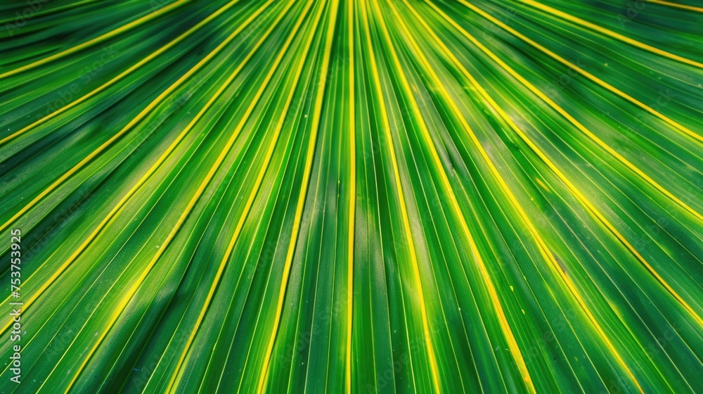 Obraz premium Vibrant Green Palm Leaf Pattern Close-Up