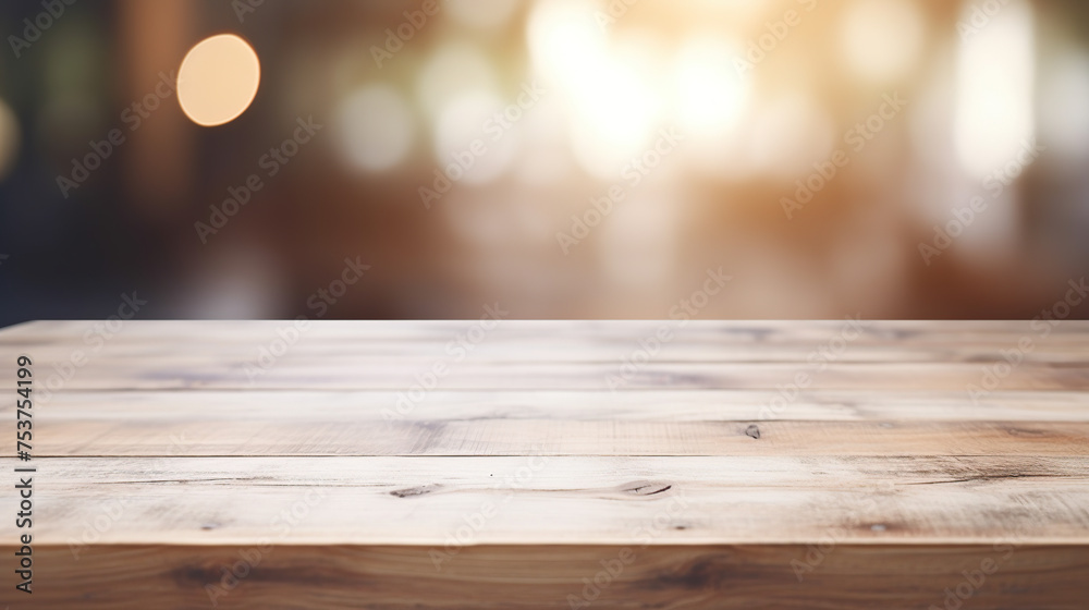 empty wooden table with bokeh background generative ai empty wooden table with bokeh background generative ai