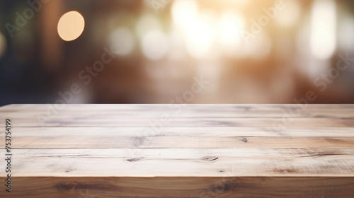 empty wooden table with bokeh background generative ai
