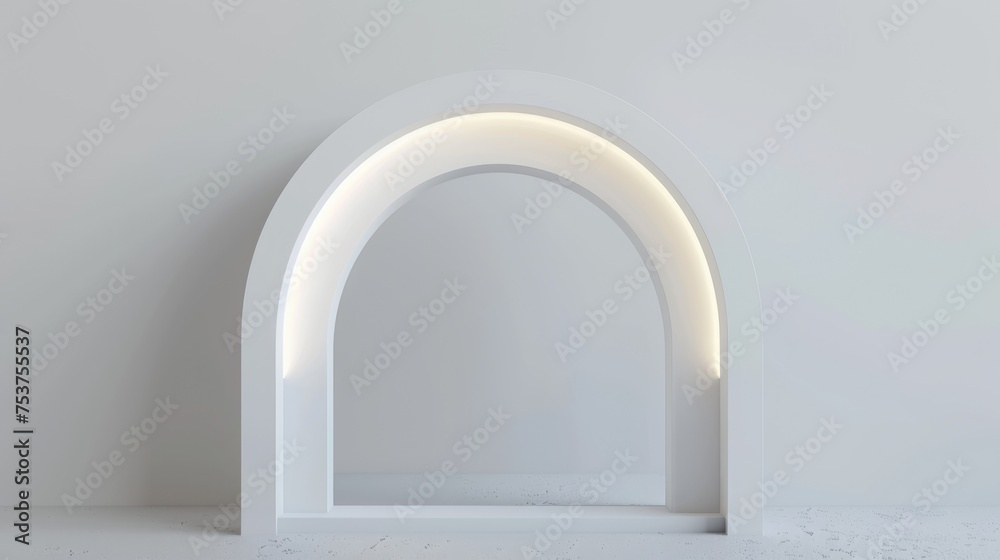 Arch Design Exhibition Stand Entrance for Advertising and Business: 3D Rendering Mockup with Artistic Archway Background
