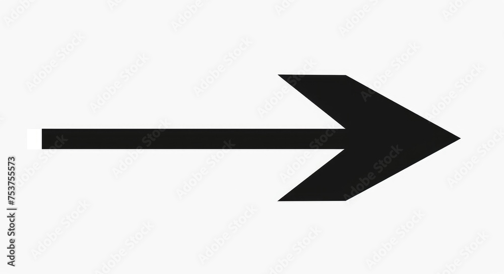 Arrow Point Icon - Straight Pointed Black Arrow Pointing Right as Direction Pointer - obrazy, fototapety, plakaty 