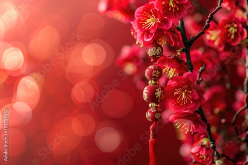 Aromatic Chinese New Year Background with Macro Flowers for Seasonal Flora Theme