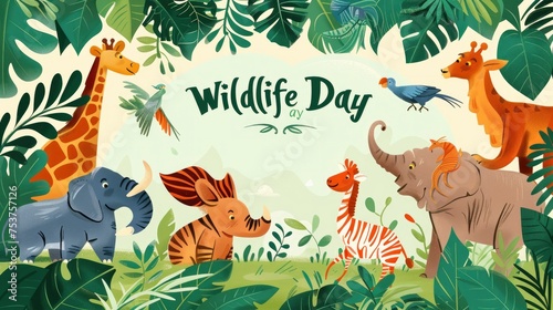 A illustration of the wildlife with the words world wildlife day