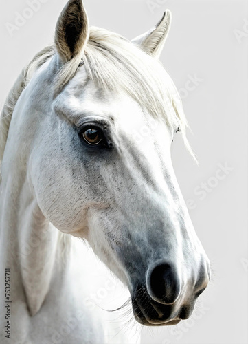white horse portrait. portrait of a white horse 