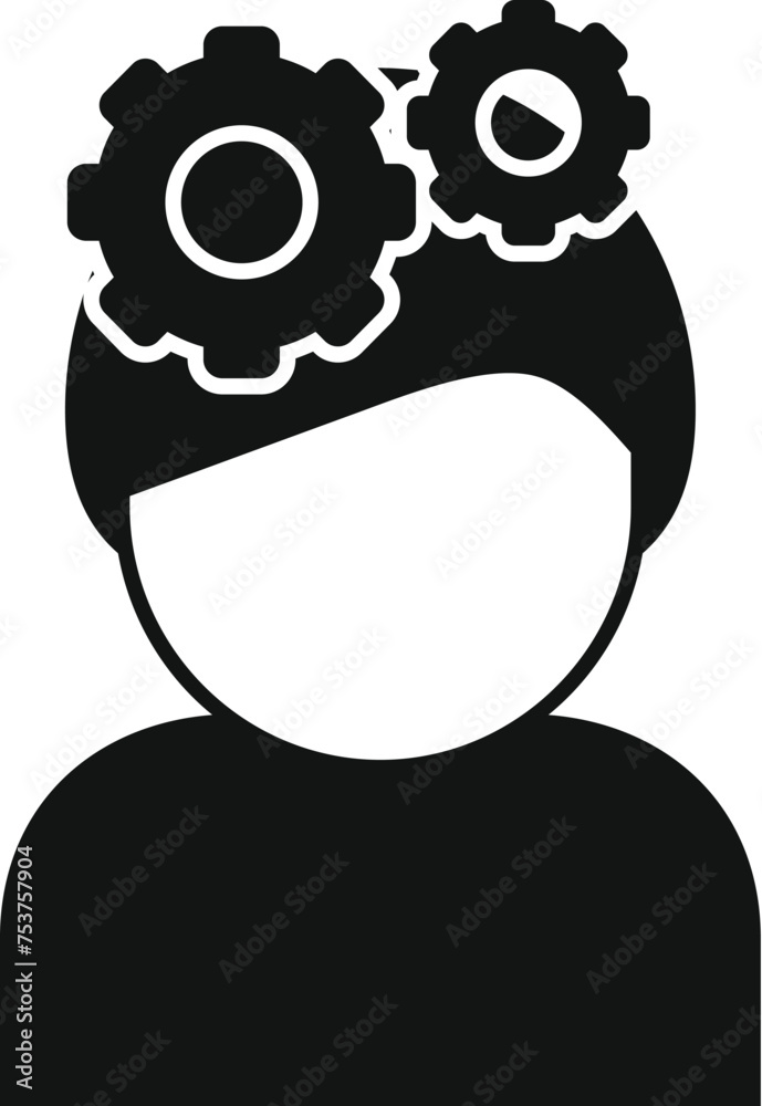 Gear man busy icon simple vector. Health anxiety. Breath mental respiration Gear man busy icon simple vector. Health anxiety. Breath mental respiration