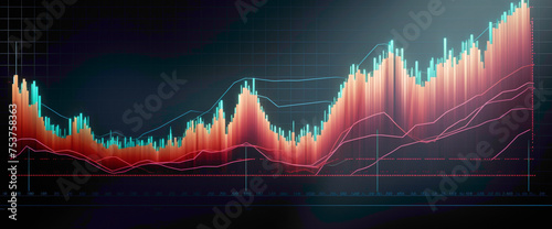 Line graph indicating a persistent upward climb in stock prices, highlighting favorable investment prospects, captured with precision by an HD camera. photo