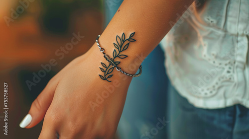 A close-up of a person's hand wearing a temporary tattoo of their middle name, embracing a fun and playful spirit for the occasion.