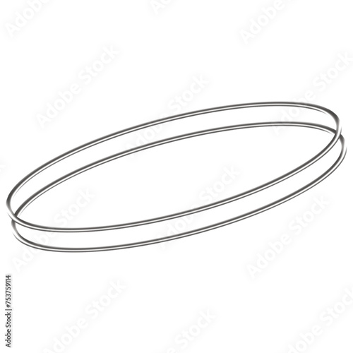 3d chrome oval frame border in y2k style isolated. Futuristic metal geometric shapes frame in trendy 90s style.