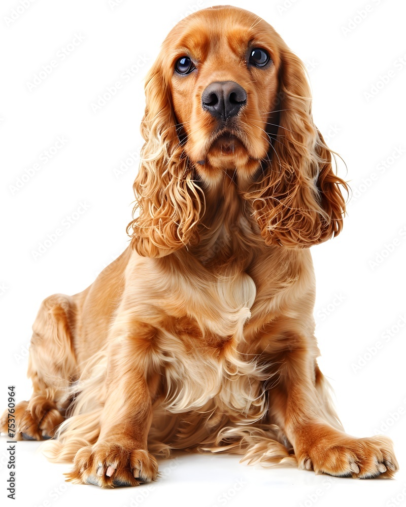 A cocker spaniel dog isolated on a white background