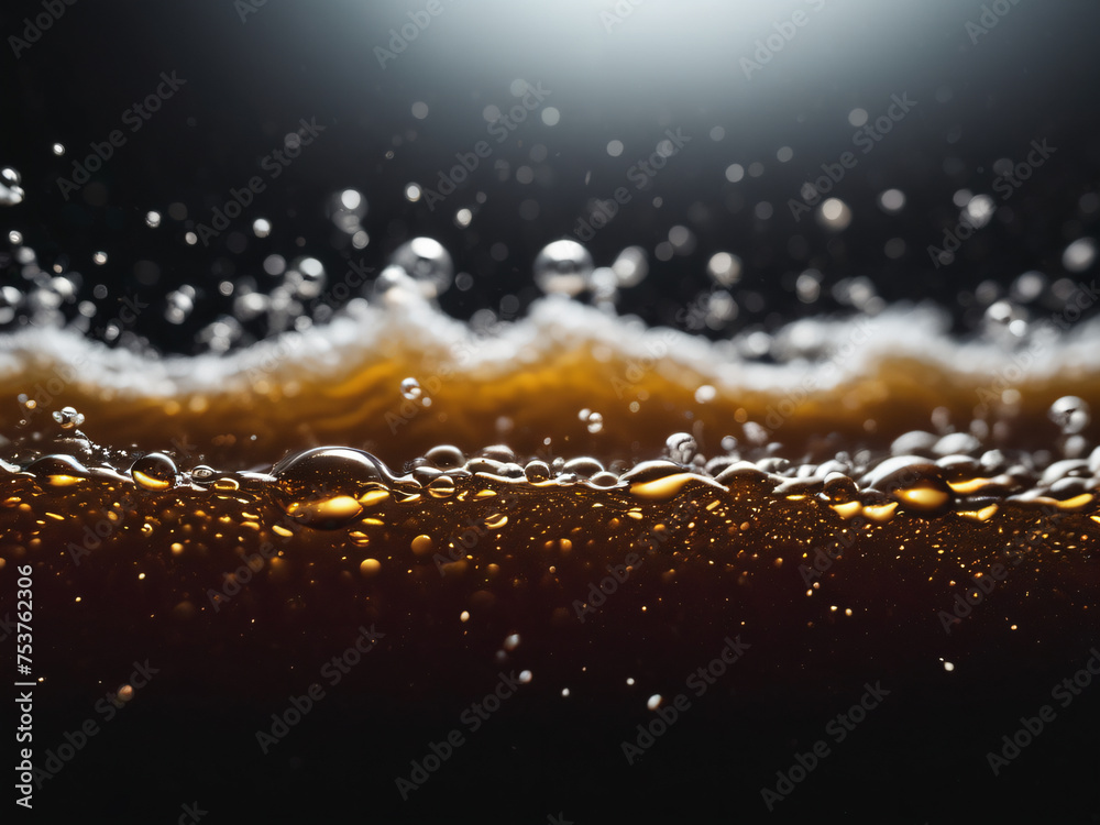 Hot Wavy Coffee Surface with Microfoam and Microbubbles Extreme Close Up Macro View