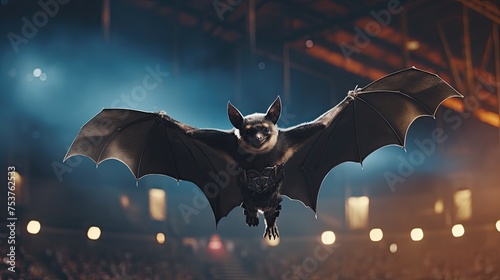A bat showing off his acrobatic tricks at the circus photo