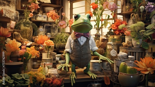 A frog creating his own florist business