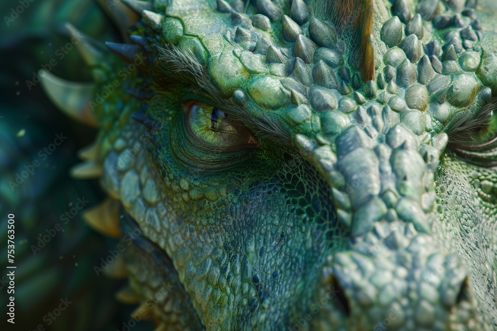 Close up fantastic creation green good dragon, chinese new year celebration and fantasy world concept Close up fantastic creation green good dragon, chinese new year celebration and fantasy world concept