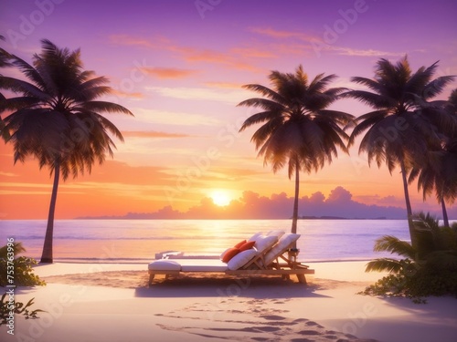 "Elegant Coastal Retreat: Sunset Splendor on Exotic Beach Island"