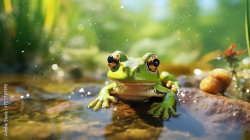 A frog taking part in a croaking sound competition © Gefo