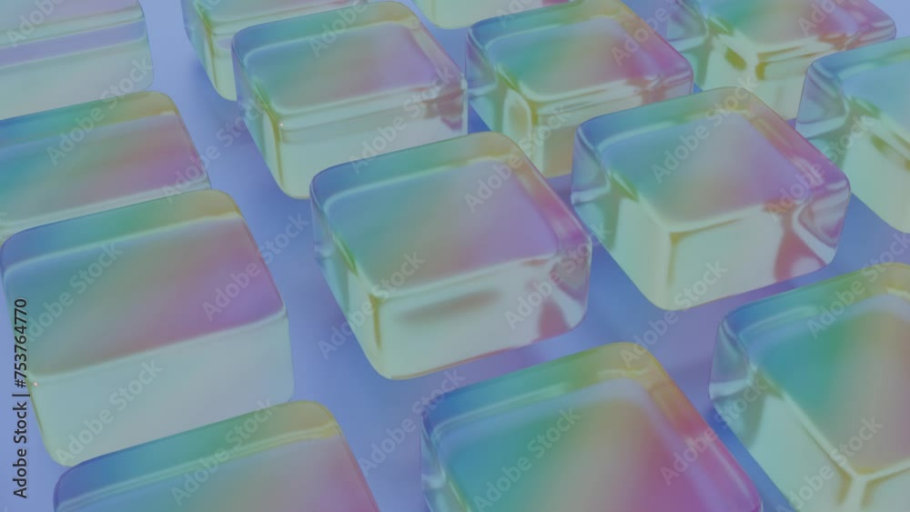 A minimalist rainbow created by thinly spread layers of colored jelly