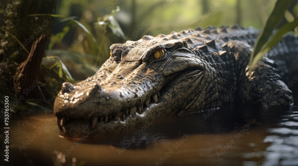 A crocodile spending the day on a guided tour through swamps and rivers
