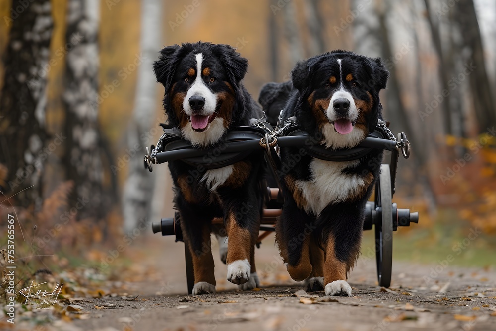 Bernese Mountain Dogs Living Life to the Fullest in the Forest