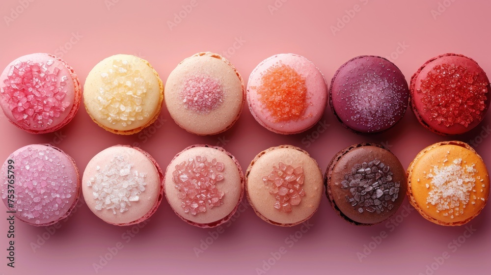 a group of macaroons on pink background a group of macaroons on pink background