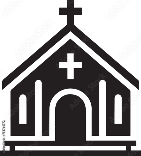 Church icon vector illustration: A simple, elegant icon representing a church, with clean lines and a modern aesthetic.