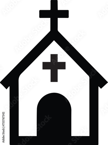 Church icon with cross and cross on the door. A symbol of faith and worship in a religious setting.
