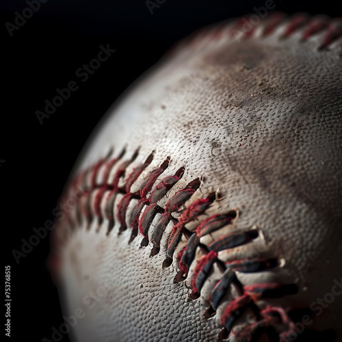 baseball ball close-up on a black background