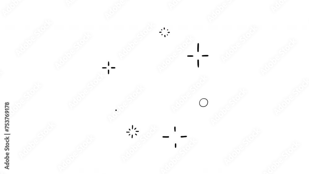 Sparkling accent bursts, hand drawn loopable doodle animation on a white background 