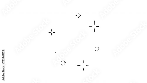 Sparkling accent bursts, hand drawn loopable doodle animation on a white background 