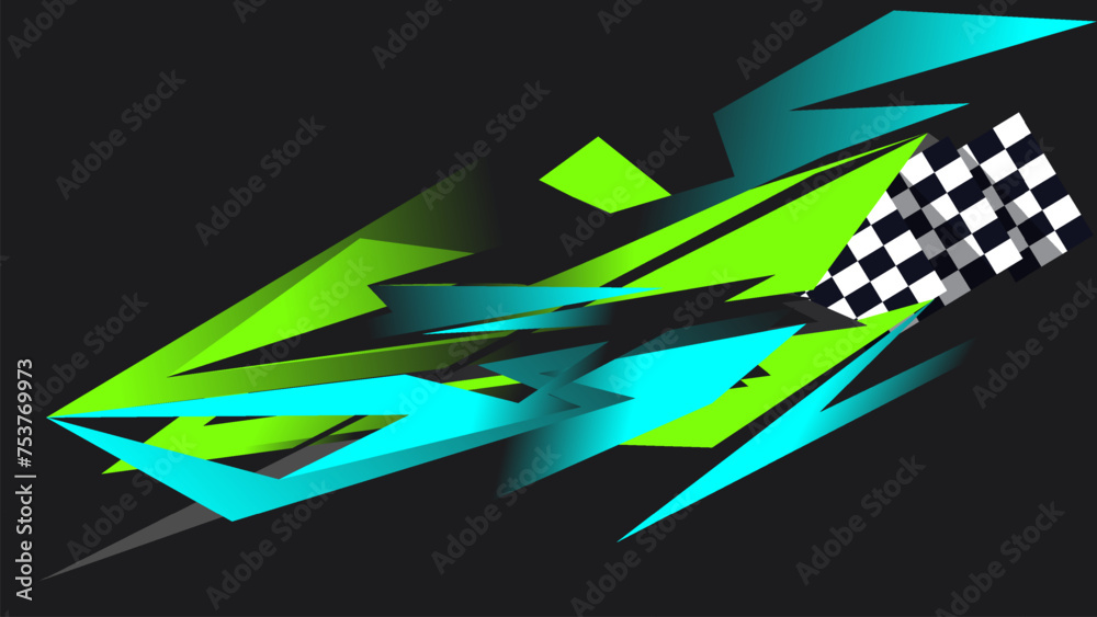 Race car sticker stripes combined with checkered flag. Race car sticker stripes combined with checkered flag.