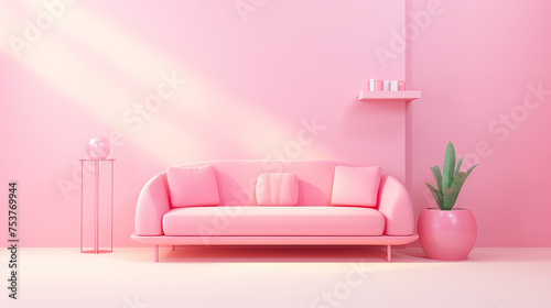 Modern Millennial Pink Gradient Delight with Pink Sofa Background Ai Generative