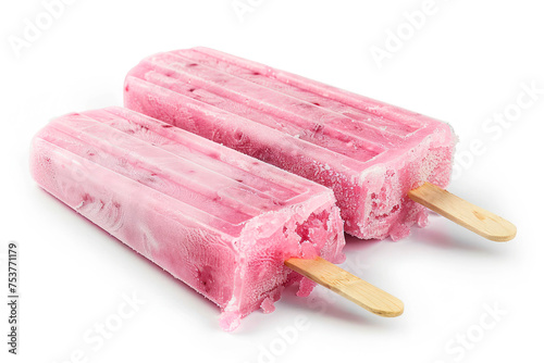 Pink popsicle isolated on white background
