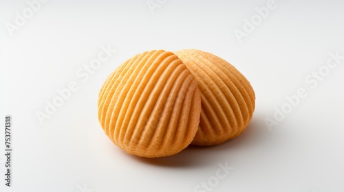 A fortune cookie is laying out flat on white. Food Illustration