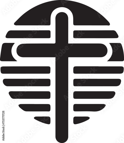 Cross depicted in a simple black and white logo, a Monochrome logo featuring a cross design.