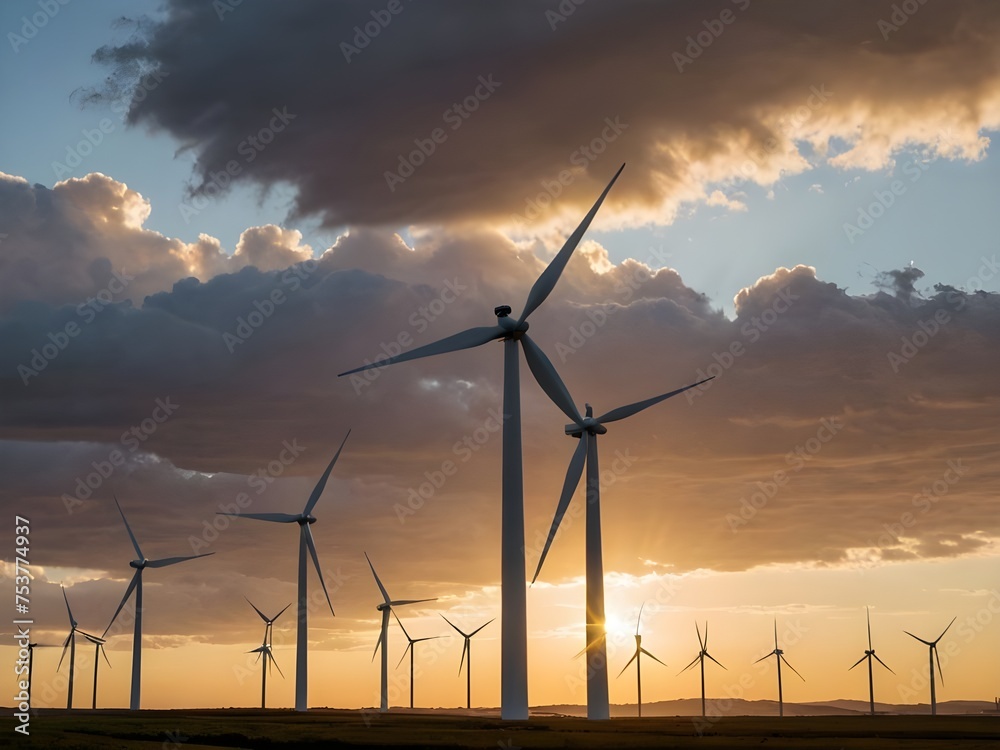 wind turbine at sunset wind turbine at sunset