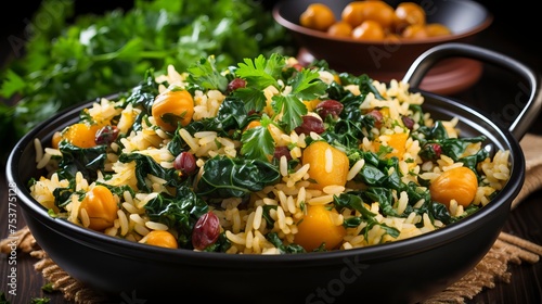 A traditional indian pulao bowl with vegetables and spices