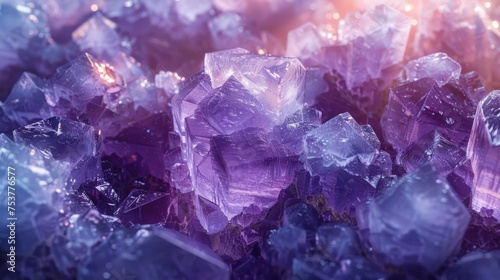 a pile of purple crystals sitting on top of a pile of other purple and blue crystals on top of each other.