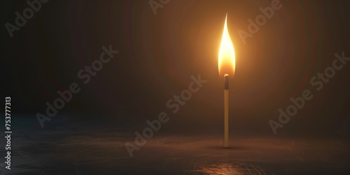 A single matchstick is lit in the dark