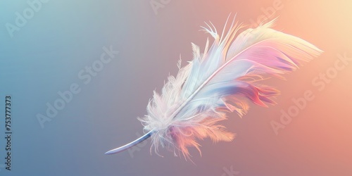 A feather is shown in a colorful and abstract style