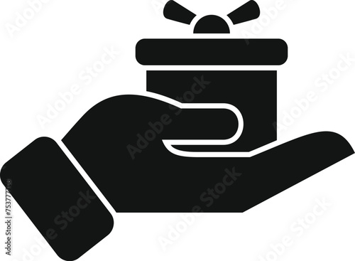 Hand gift box icon simple vector. Financial donation for people. Care investment